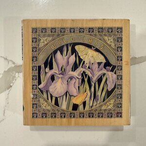 Whispers Sugar Loaf Wild Iris 2003 Siddhia Hutchinson Rubber Wooden Stamp XL VTG